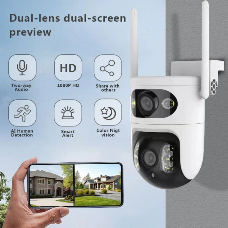V380 2MP HD Smart Gun Ball Linkage WiFi Surveillance Camera, US Plug(White) - Image 2