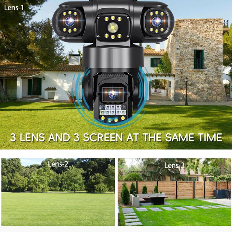 V380 3MP HD Panoramic 360 Degrees Triple Lens Wireless WiFi Surveillance Camera, EU Plug(Black) - Image 4