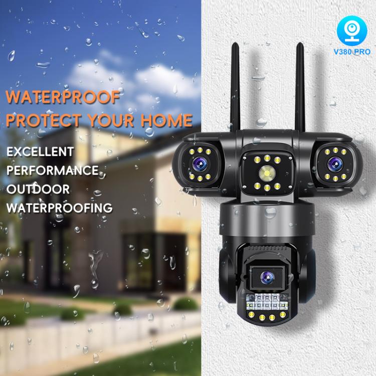 V380 3MP HD Panoramic 360 Degrees Triple Lens Wireless WiFi Surveillance Camera, US Plug(Black) - Image 3