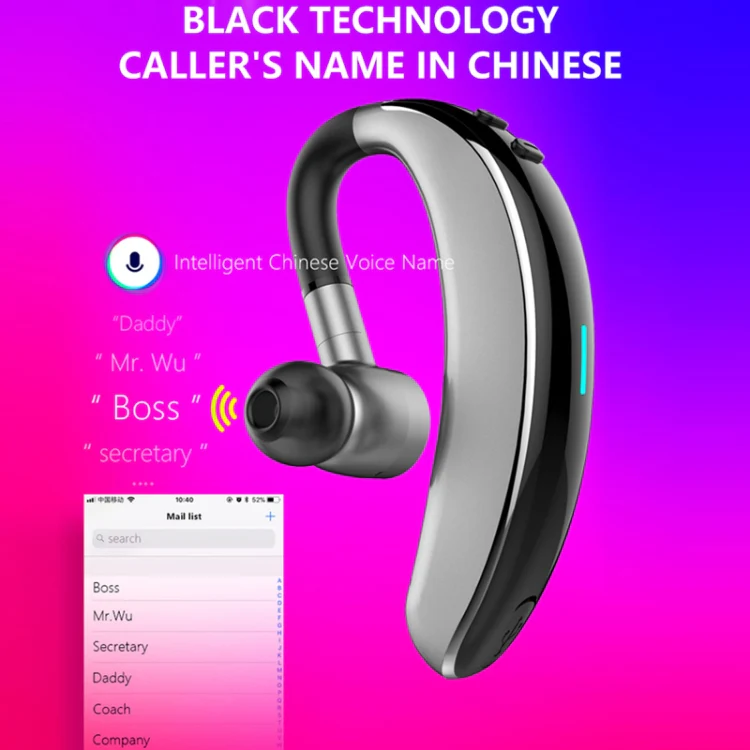 V7 Bluetooth 5.0 Business Style Wireless Stereo Sports Bluetooth Earphone, Support Inform Caller Name (Black) - Image 11