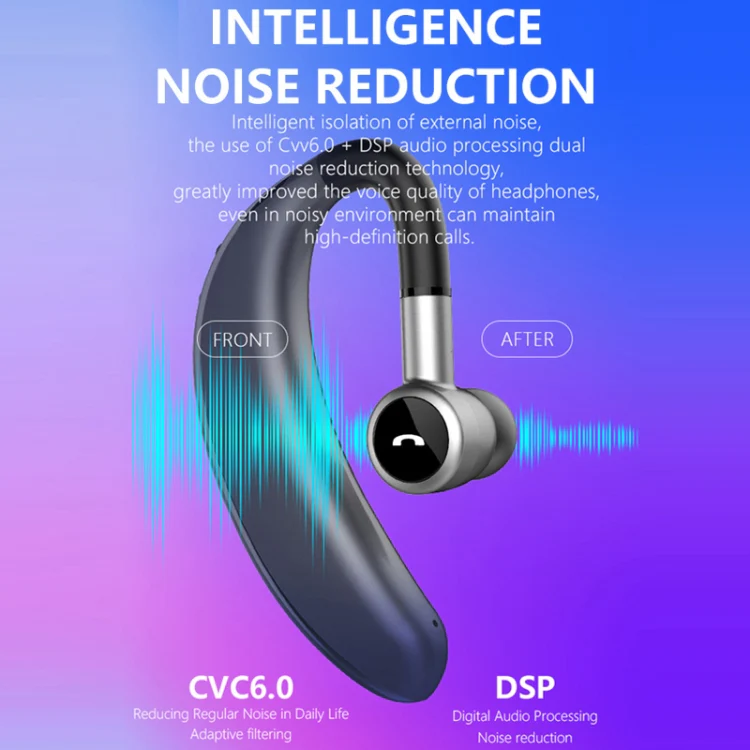 V7 Bluetooth 5.0 Business Style Wireless Stereo Sports Bluetooth Earphone, Support Inform Caller Name (Black) - Image 8