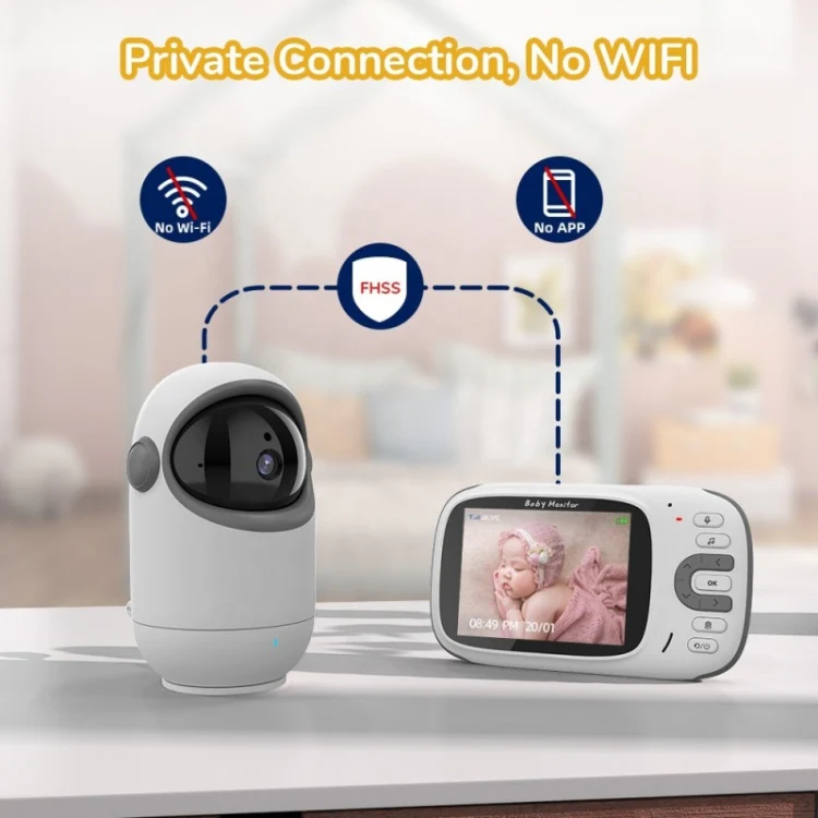 VB802 3.2 inch Baby Monitor Wireless Digital Video Rotating Camera(US Plug) - Image 4