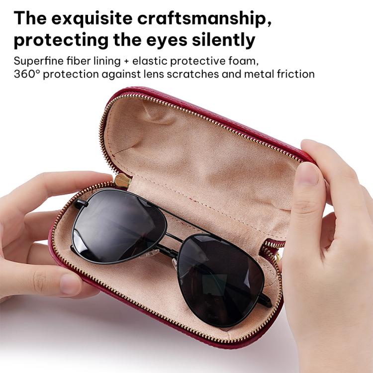 Vegetable Tanned Leather Pressure Resistant Sunglasses Storage Box(Brown) - Image 8