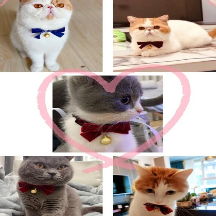Velvet Bowknot Adjustable Pet Collar Cat Dog Rabbit Bow Tie Accessories, Size:S 17-30cm, Style:Bowknot(Gray) - Image 6
