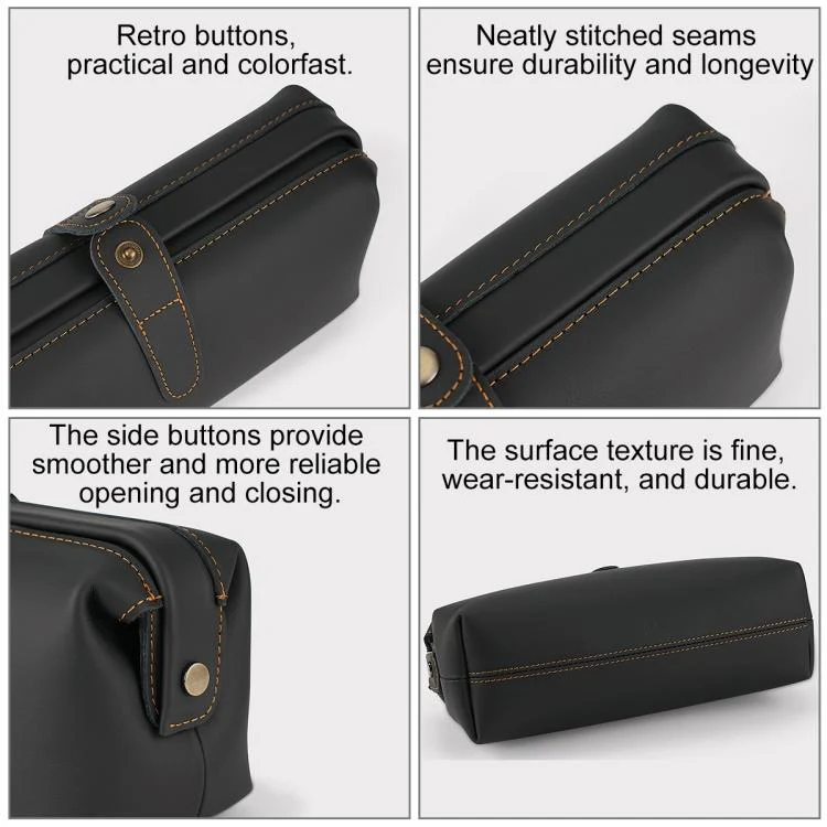 Vintage Genuine Leather Large Capacity Clutch Bag Cosmetics Antique Storage Bag(Coffee) - Image 7