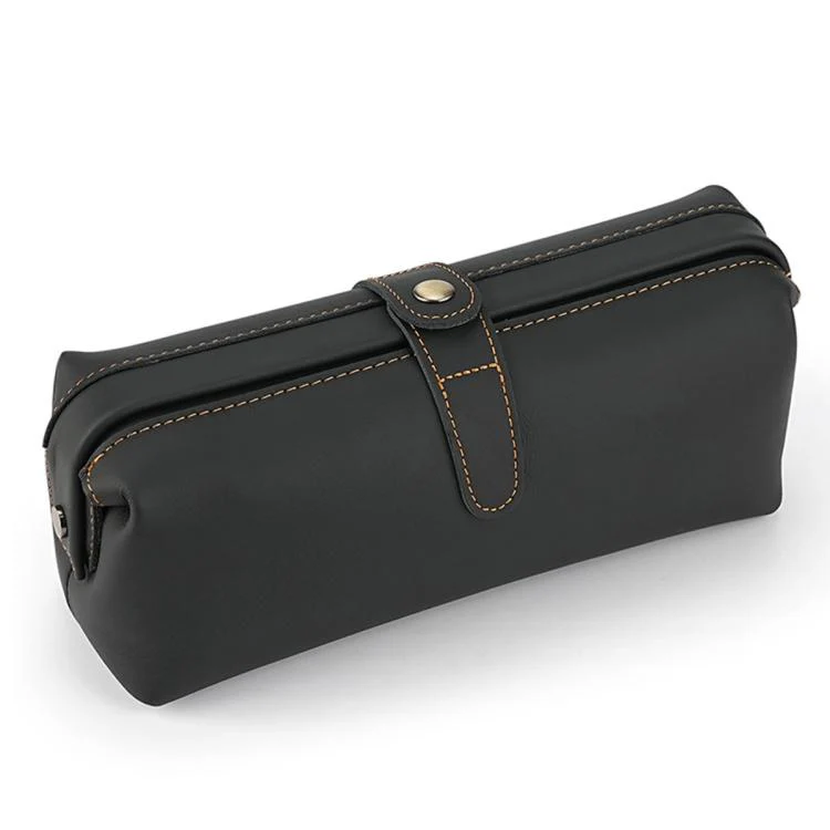 Vintage Genuine Leather Large Capacity Clutch Bag Cosmetics Antique Storage Bag(Cowhide Black)