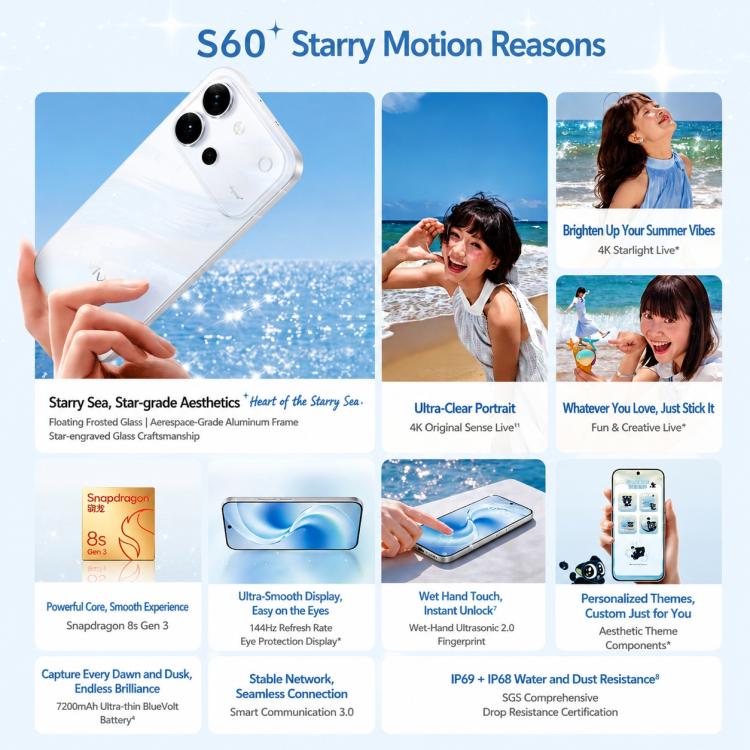 vivo S60, 12GB+256GB, 6.59 inch Android 16 OriginOS 6 Snapdragon 8s Gen 3 Octa Core, OTG, NFC, Network: 5G, Support Google Play (White) - Image 5