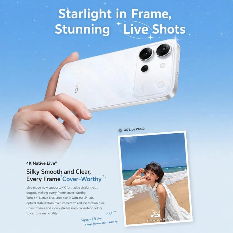 vivo S60, 12GB+256GB, 6.59 inch Android 16 OriginOS 6 Snapdragon 8s Gen 3 Octa Core, OTG, NFC, Network: 5G, Support Google Play (White) - Image 7