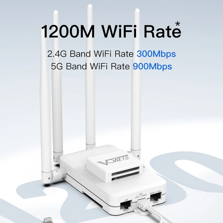 VONETS VAR1200-H 1200Mbps Wireless Bridge External Antenna Dual-Band WiFi Repeater, With 4 Antennas + DC Adapter Set - Image 3