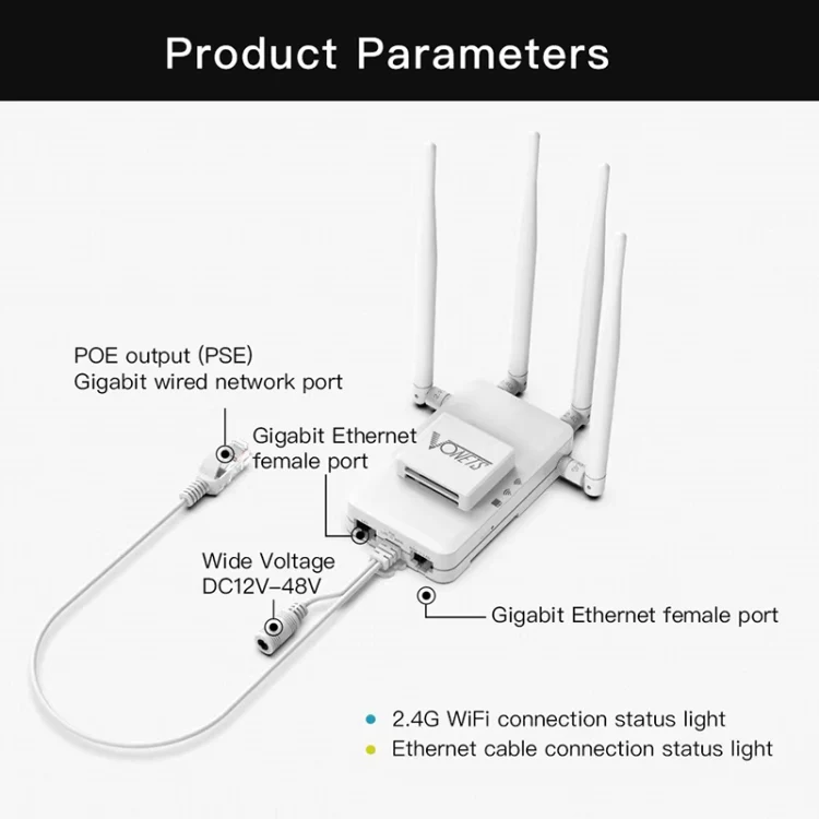 VONETS VAR600-H 600Mbps Wireless Bridge WiFi Repeater, With Power Adapter + 4 Antennas + DC Adapter Set - Image 6