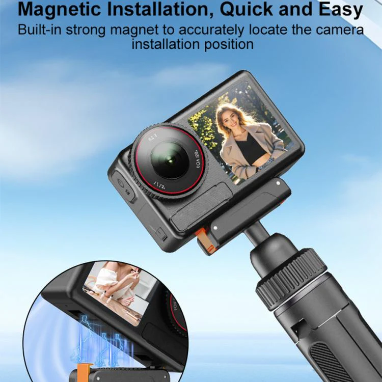 VT-09 Magnetic Handheld Selfie Stick Mini Desktop Telescopic Tripod for DJI Action 6 / 5 Pro / 4 / 3 (Black) - Image 4