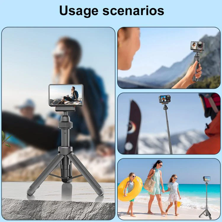 VT-09 Magnetic Handheld Selfie Stick Mini Desktop Telescopic Tripod for DJI Action 6 / 5 Pro / 4 / 3 (Black) - Image 9
