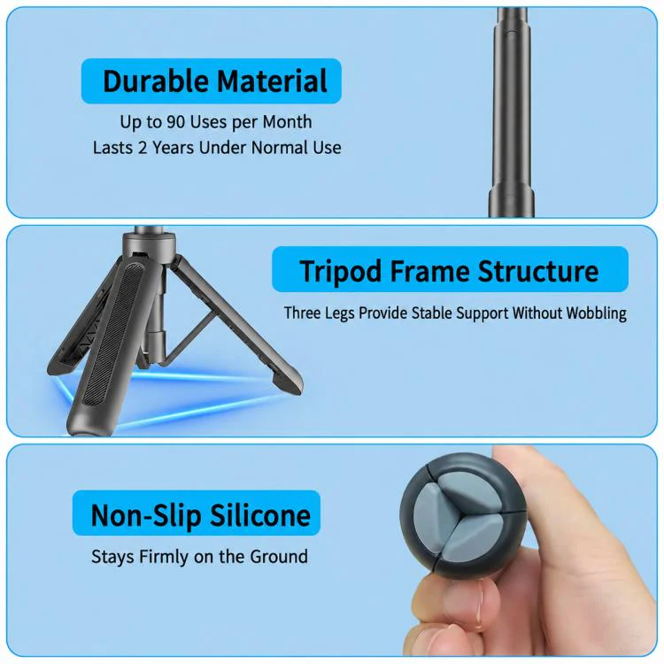 VT-10 Magnetic Tabletop Tripod Telescopic BallHead Selfie Stick for DJI, Insta360, GoPro and Other Action Cameras (Black) - Image 10