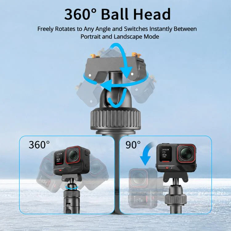 VT-10 Magnetic Tabletop Tripod Telescopic BallHead Selfie Stick for DJI, Insta360, GoPro and Other Action Cameras (Black) - Image 8