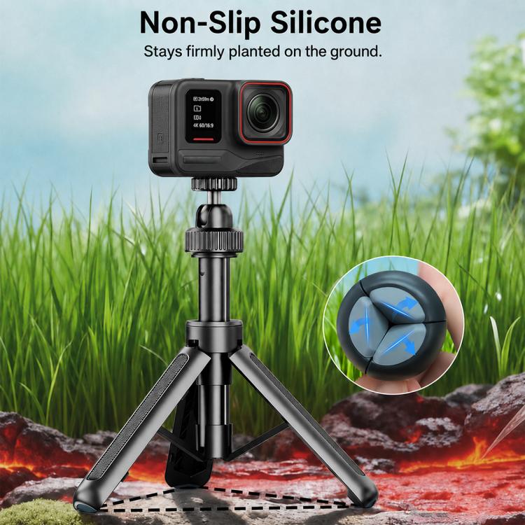 VT-12 Tabletop Tripod Telescopic 1/4 BallHead Selfie Stick for DJI, Insta360, GoPro and Other Action Cameras(Black) - Image 6