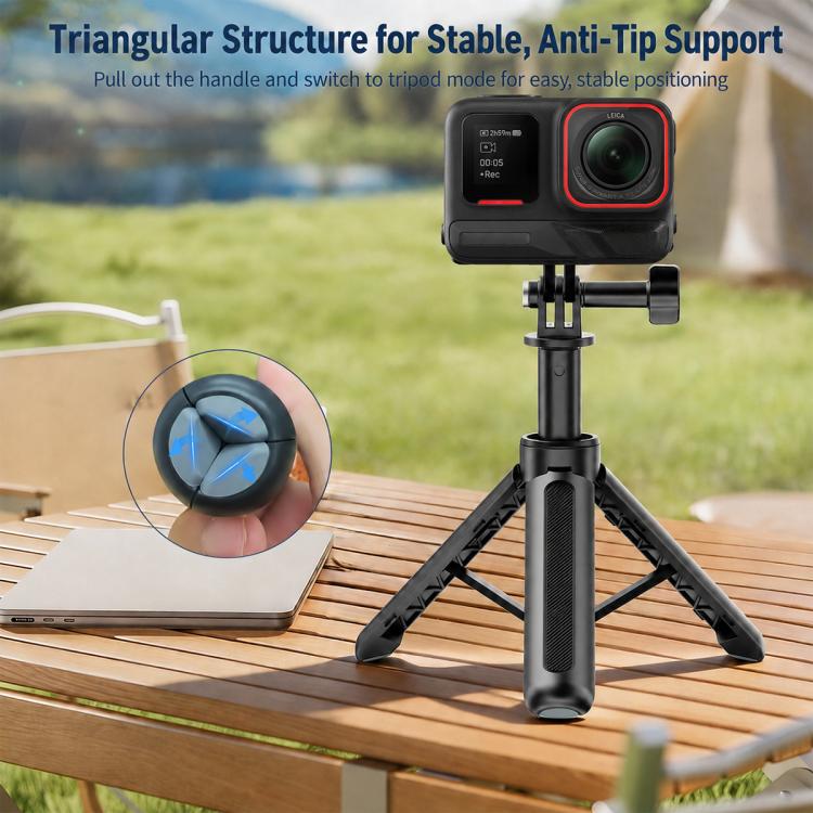 VT-13 Mini Tripod Handheld Selfie Stick for DJI, Insta360, GoPro and Other Action Cameras (Black) - Image 4