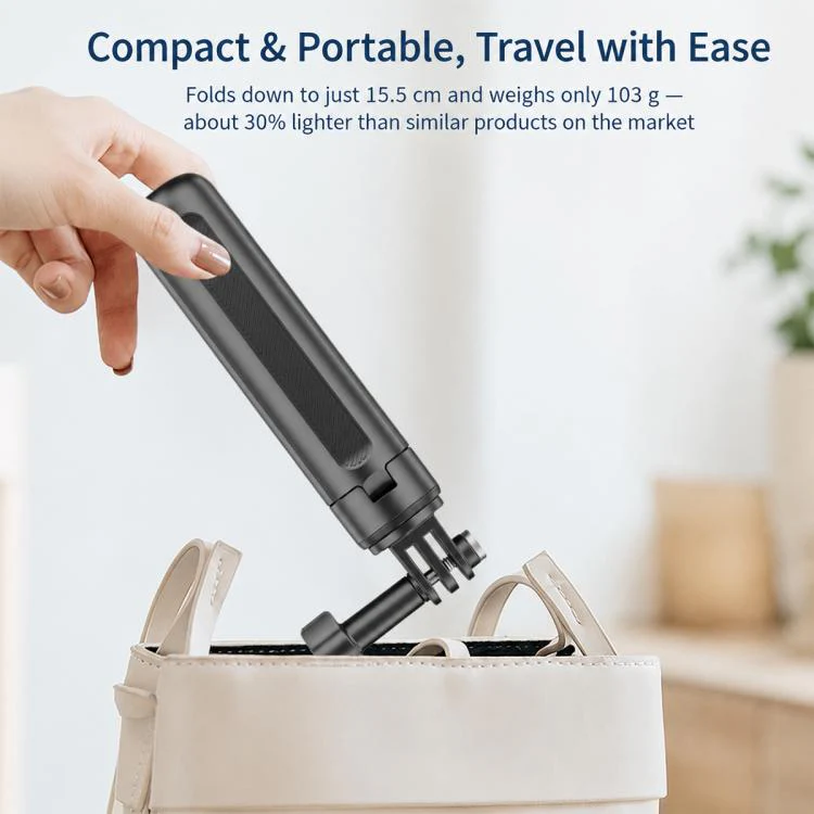 VT-13 Mini Tripod Handheld Selfie Stick for DJI, Insta360, GoPro and Other Action Cameras (Black) - Image 5