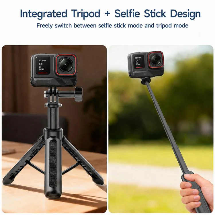 VT-13 Mini Tripod Handheld Selfie Stick for DJI, Insta360, GoPro and Other Action Cameras (Black) - Image 7