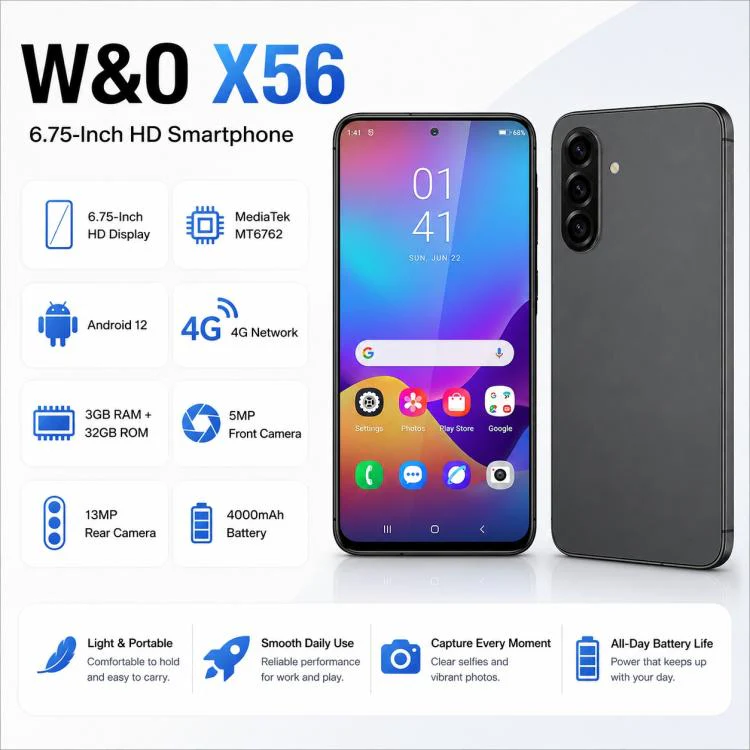 W&O X56, 3GB+32GB, 6.75 inch Android 12.0 Mediatek MT6762 Octa Core, Network: 4G, OTG, Plug:EU Plug(Black) - Image 6