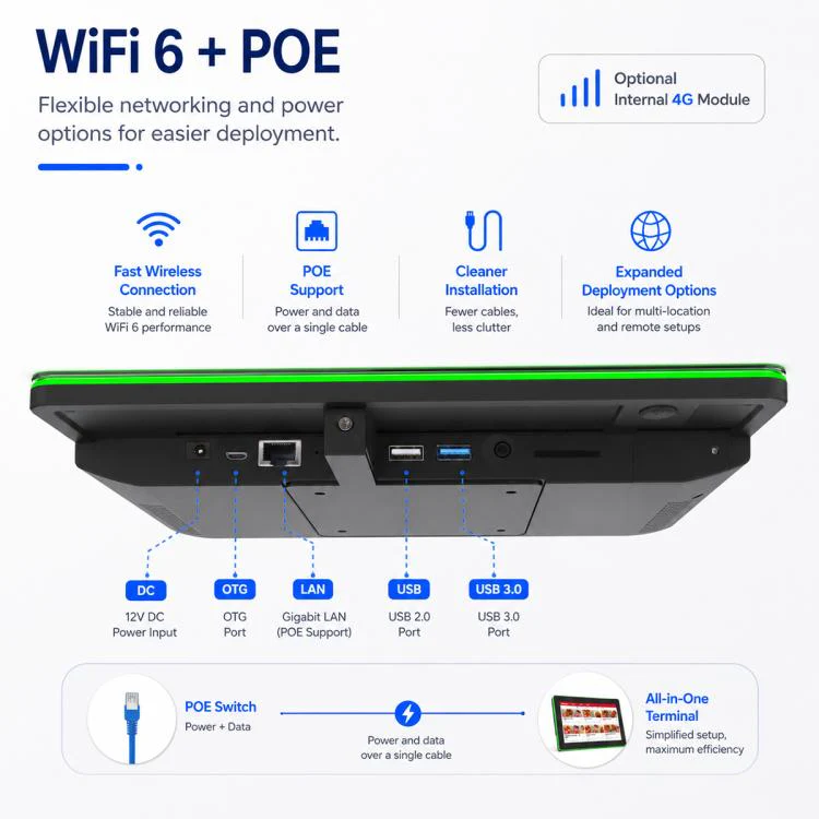 WA1059T 10.1 inch HD Touch Screen Digital Signage with Light, 4GB+32GB, Android 14 RK3576S Quad Core, Plug:EU Plug(Black) - Image 8