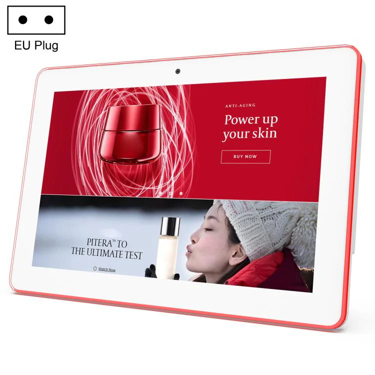WA1059T 10.1 inch HD Touch Screen Digital Signage with Light, 4GB+32GB, Android 14 RK3576S Quad Core, Plug:EU Plug(White)