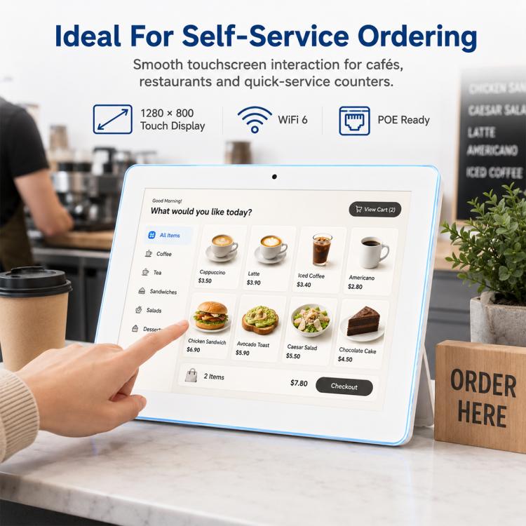WA1059T 10.1 inch HD Touch Screen Digital Signage with Light, 4GB+32GB, Android 14 RK3576S Quad Core, Plug:EU Plug(White) - Image 10