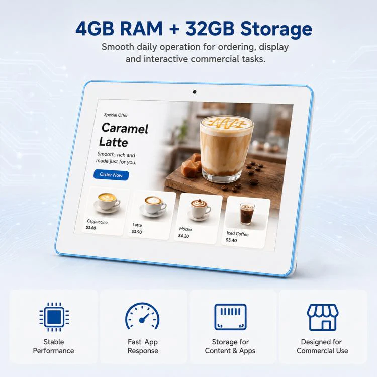 WA1059T 10.1 inch HD Touch Screen Digital Signage with Light, 4GB+32GB, Android 14 RK3576S Quad Core, Plug:EU Plug(White) - Image 7