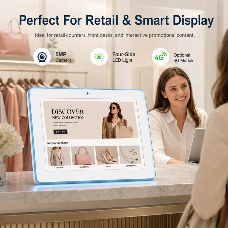 WA1059T 10.1 inch HD Touch Screen Digital Signage with Light, 4GB+32GB, Android 14 RK3576S Quad Core, Plug:UK Plug(White) - Image 11