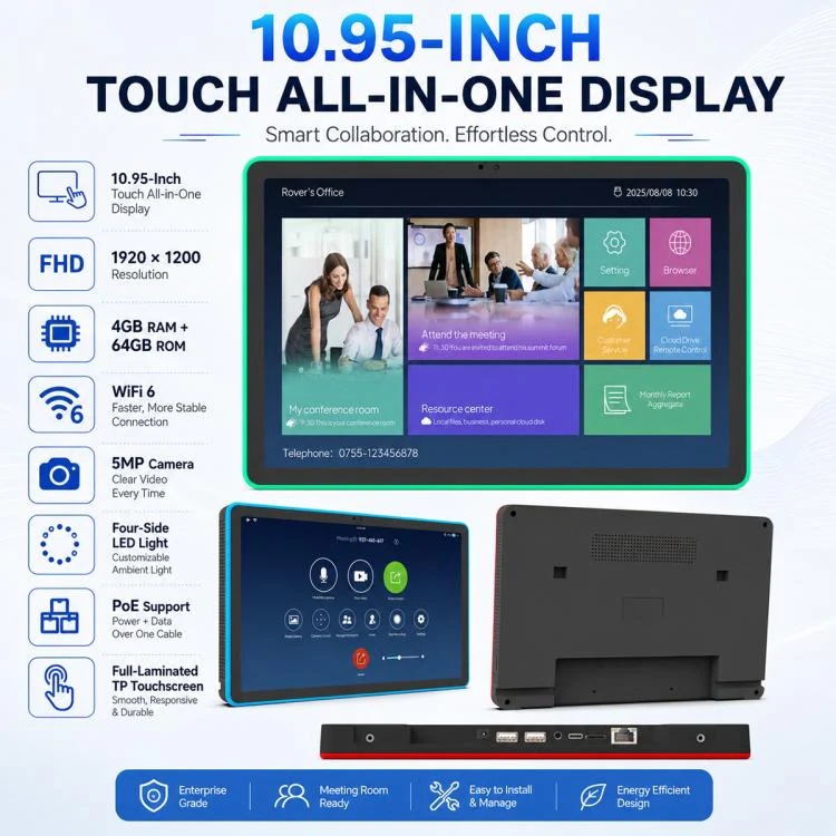 WA1109T 10.95 inch HD Touch Screen Digital Signage with Light, 4GB+64GB, Android 14 RK3576S Quad Core, Plug:US Plug(Black) - Image 5