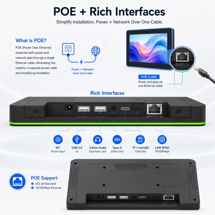 WA8058T 8 inch HD Touch Screen Digital Signage with Light, 2GB+16GB, Android 11 RK3568 Quad Core, Plug:EU Plug(Black) - Image 8