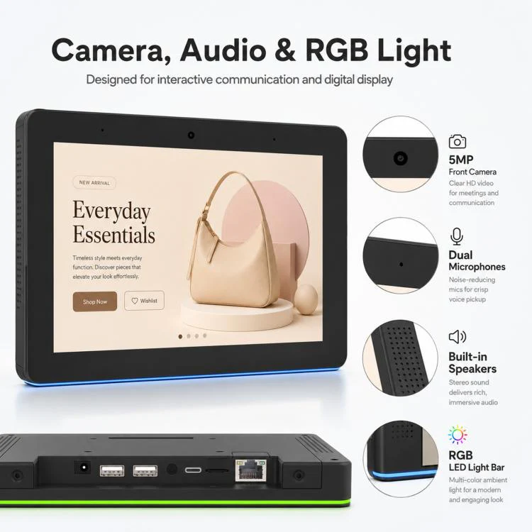 WA8059T 8 inch HD Touch Screen Digital Signage with LED, 4GB+32GB, Android 14 RK3576S Octa Core, Plug:UK Plug(Black) - Image 11
