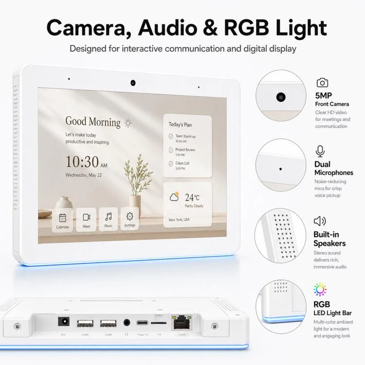 WA8059T 8 inch HD Touch Screen Digital Signage with LED, 4GB+32GB, Android 14 RK3576S Octa Core, Plug:UK Plug(White) - Image 11