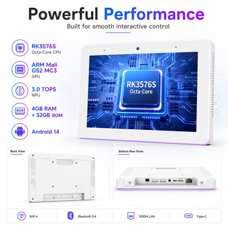WA8059T 8 inch HD Touch Screen Digital Signage with LED, 4GB+32GB, Android 14 RK3576S Octa Core, Plug:UK Plug(White) - Image 7