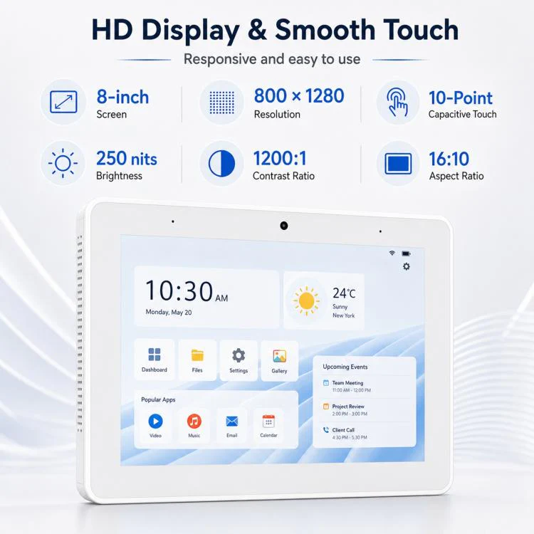 WA8059T 8 inch HD Touch Screen Digital Signage with LED, 4GB+32GB, Android 14 RK3576S Octa Core, Plug:UK Plug(White) - Image 8