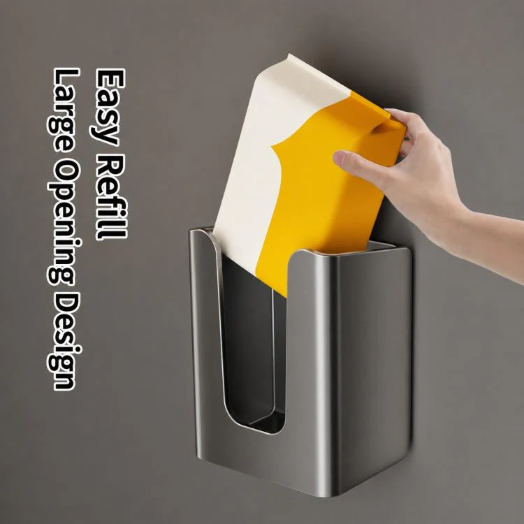 Wall Mounted Magnetic Tissue Holder No Drilling Carbon Steel Facial Tissue Box(Milky White) - Image 10