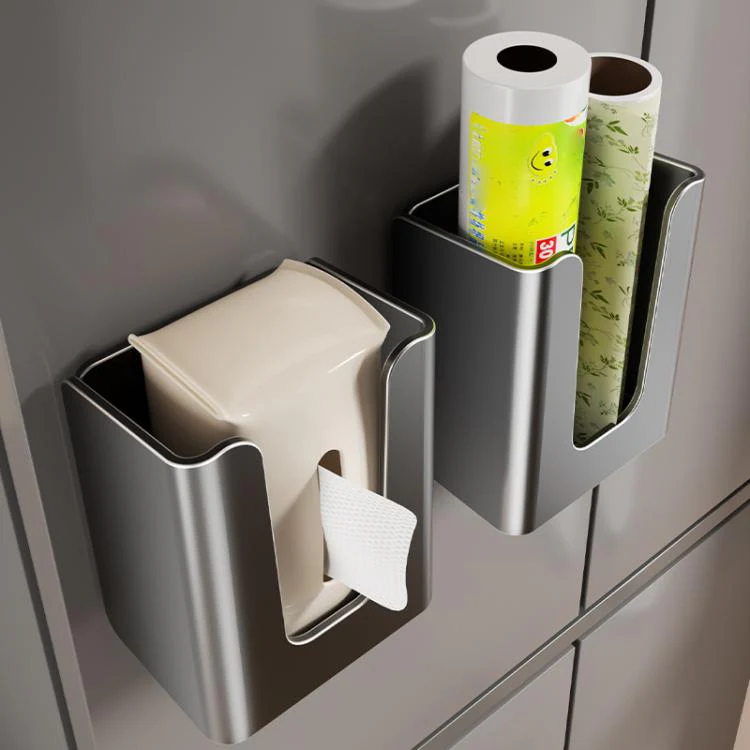 Wall Mounted Magnetic Tissue Holder No Drilling Carbon Steel Facial Tissue Box(Milky White) - Image 3