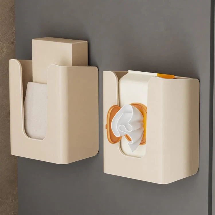 Wall Mounted Magnetic Tissue Holder No Drilling Carbon Steel Facial Tissue Box(Milky White) - Image 4