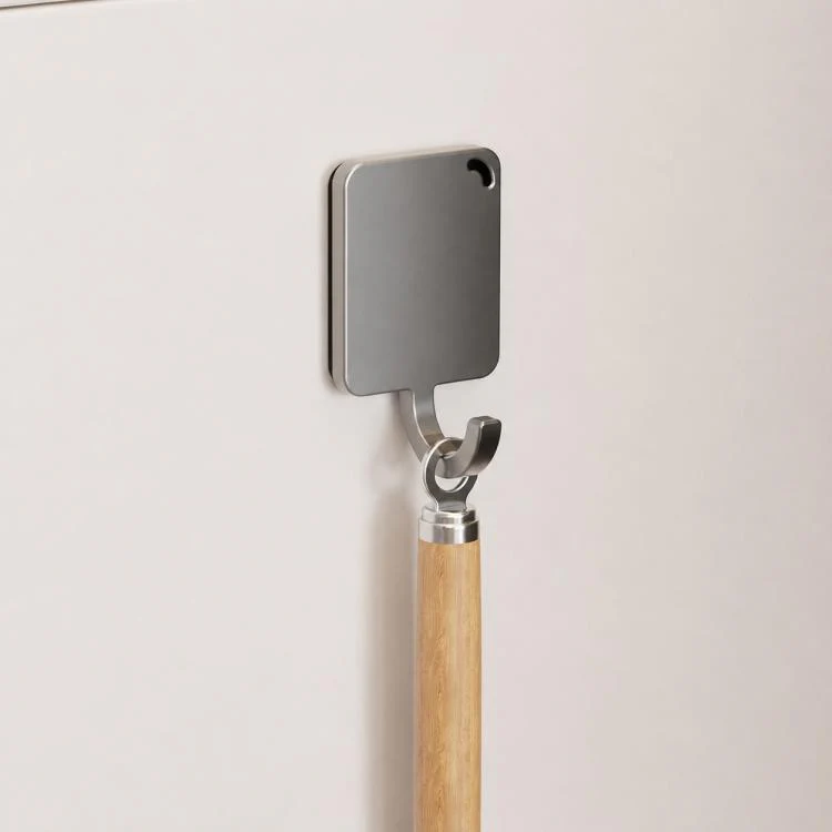 Wall Mounted No Drilling Magnetic Square Metal Hook, Type:Single Pack(Gray)