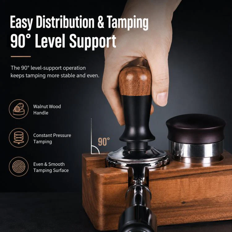 Walnut Wood Handle Coffee Constant Force Tamper(53mm Flat Bottom) - Image 3