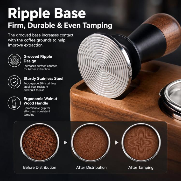 Walnut Wood Handle Coffee Constant Force Tamper(58mm Threaded Bottom) - Image 6
