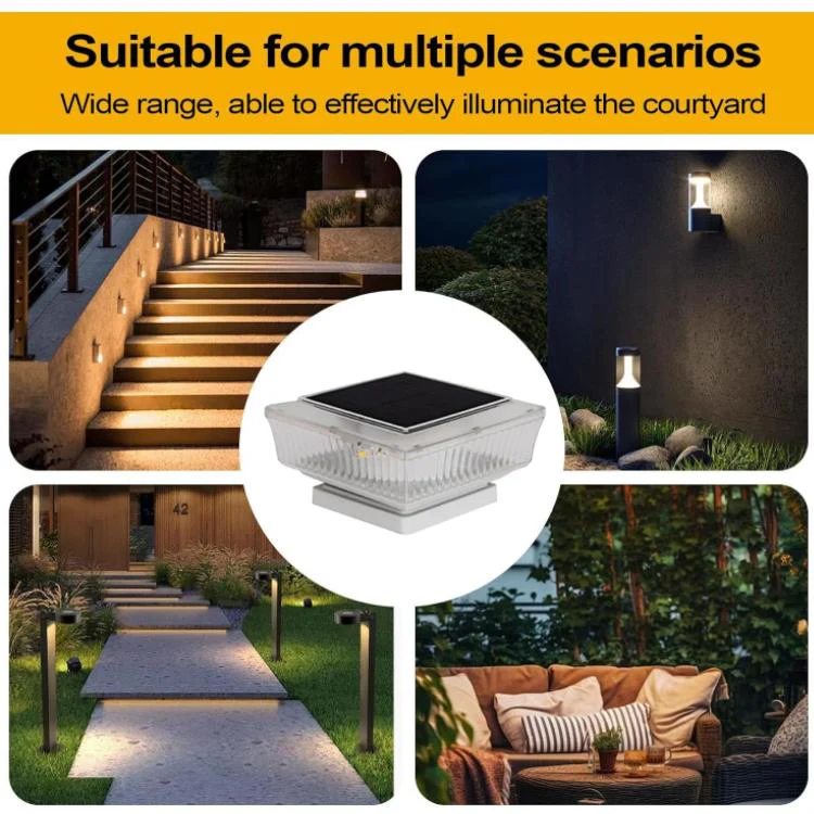 Waterproof Solar-Powered LED Pillar Light For Outdoor Courtyard Lighting(Striped Warm Light) - Image 4