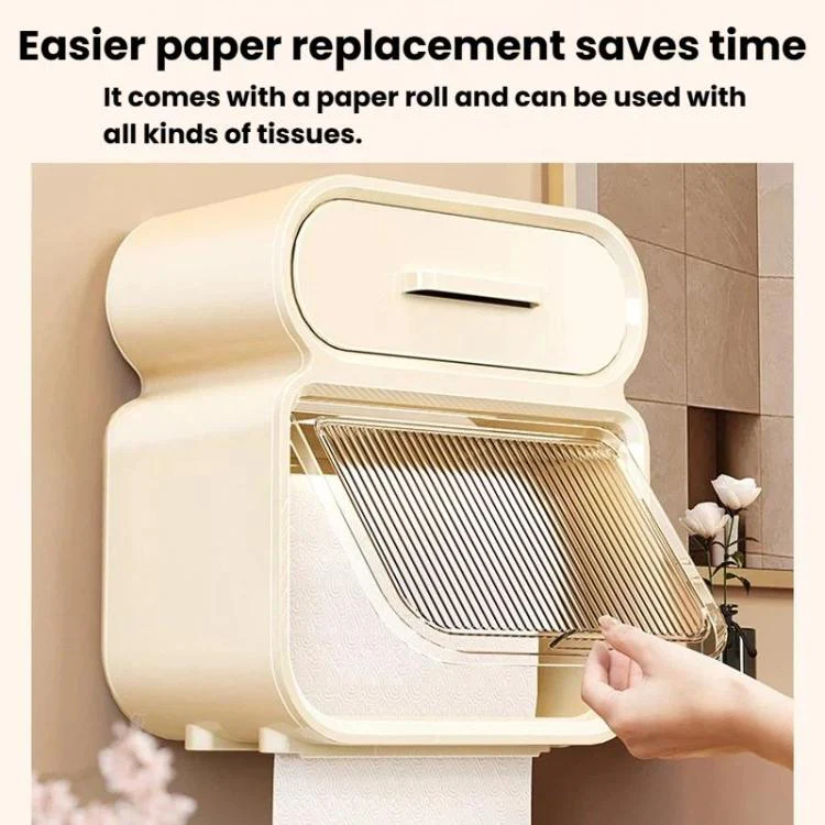 Waterproof Wall-Mounted Punch-Free Tissue Storage Rack For Bathroom & Washroom, Spec: Large Green - Image 2