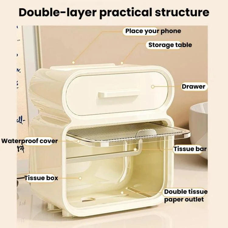 Waterproof Wall-Mounted Punch-Free Tissue Storage Rack For Bathroom & Washroom, Spec: Small Green - Image 6
