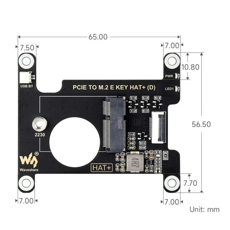 Waveshare 33828 PCIe To M.2 E KEY HAT For Raspberry Pi 5 Compatible With Various NGFF Wireless NIC Supports USB Bluetooth Connection - Image 7