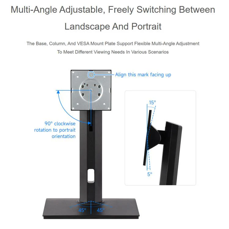 Waveshare 34443 VESA Desktop Monitor Stand For 21.5~ 27inch Monitors With 75 × 75 / 100 × 100 mm VESA Mounting Holes - Image 5