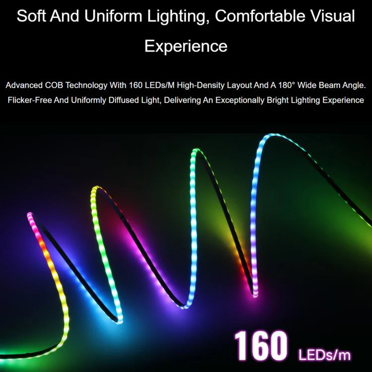 Waveshare 5m 160LEDs/M 5V RGB Colorful COB LED Strip WS2812B Control Chips Cuttable And Programmable - Image 3