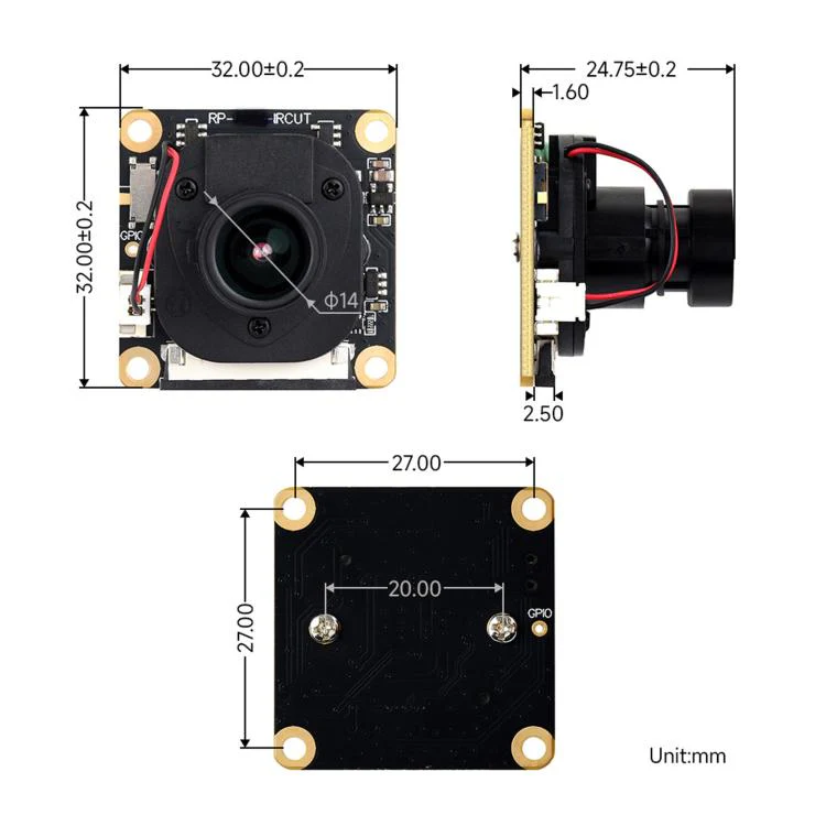 Waveshare IMX291 2MP IR-CUT Camera Fixed-Focus 83-Degree Diagonal FOV, Rolling Shutter - Image 2