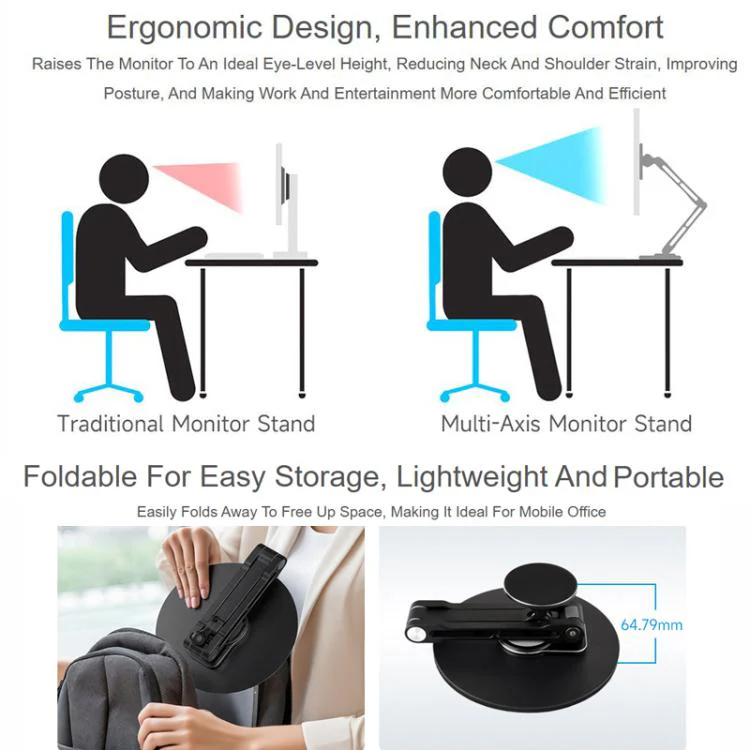 WAVESHARE Portable Monitor Magnetic Adjustable Stand, Compatible With 4-18.5 inch Monitors - Image 8
