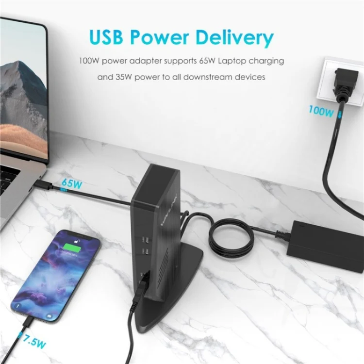 WAVLINK UG69PD5 USB-C HD 60Hz Monitor Adapter Dual 4K Display Docking Station, Plug:EU Plug - Image 6