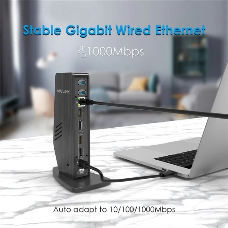 WAVLINK UG69PD5 USB-C HD 60Hz Monitor Adapter Dual 4K Display Docking Station, Plug:EU Plug - Image 8